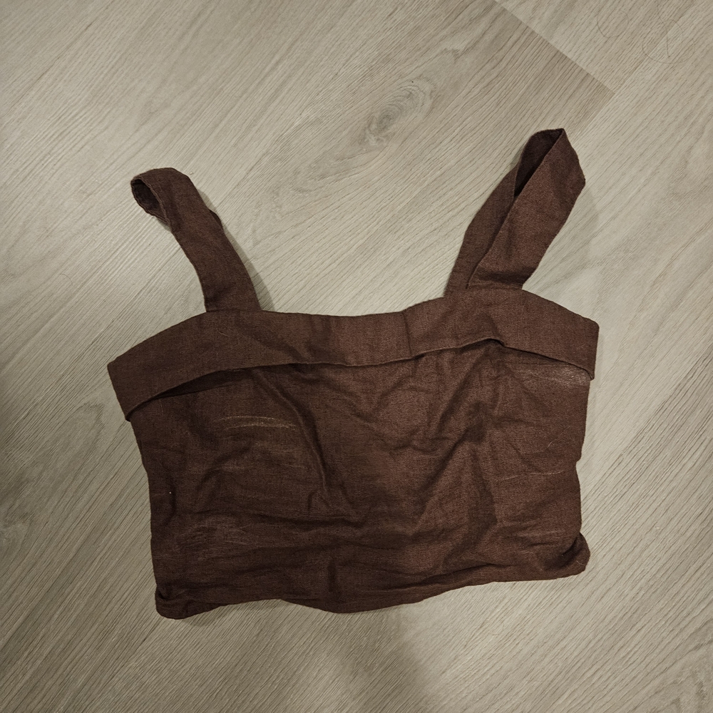 Abercrombie & Fitch Brown Ribbed Crop Tank